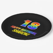 18誕生日:はっきりした,おもしろい,シンプルレインボー18 ペーパープレート (アングル)