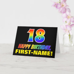 18誕生日:はっきりした,おもしろい,シンプル虹, 18 カード