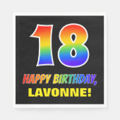 18誕生日:はっきりした,おもしろい,シンプル虹, 18 スタンダードランチョンナプキン (正面)