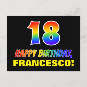 18誕生日:はっきりした,おもしろい,シンプル虹, 18 ポストカード