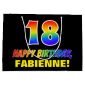 18誕生日:はっきりした,おもしろい,シンプル虹， 18 ラージペーパーバッグ