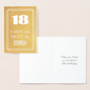 18誕生日~アールデコスタイル「18」と名前をカスタムする 箔カード
