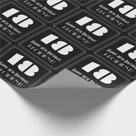 18誕生日:アールデコ刺激を受けたルク「18」と名前 ラッピングペーパー (角)