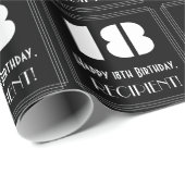 18誕生日:アールデコ刺激を受けたルク「18」と名前 ラッピングペーパー (ロールコーナー)