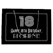 18誕生日:インスパイアアールデコの「18」の外観と名前 ラージペーパーバッグ (裏面)