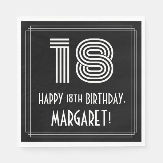 18誕生日:インスパイアアールデコ検索"18" +名前 スタンダードランチョンナプキン (正面)