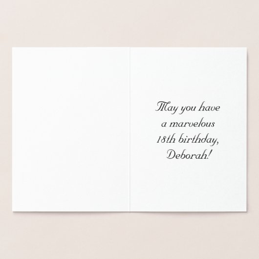 18誕生日:、エレガントスクリプ華美ト、名前をカスタムする 箔カード (内部)