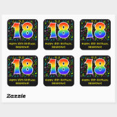 18誕生日:カラフル音楽シンボル、レインボー18 スクエアシール (シート)