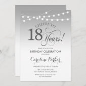 18誕生日 – シルバーホワイト 招待状 (正面/裏面)