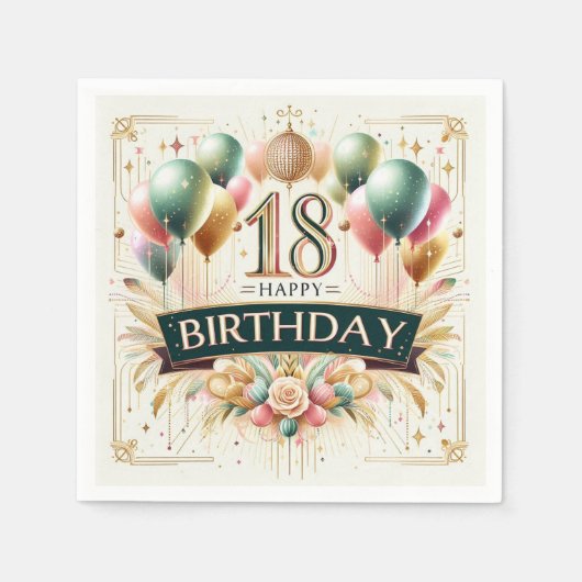 18誕生日 スタンダードカクテルナプキン (正面)