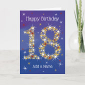 18誕生日 – スター番号 – 青 – 年齢18 カード (正面)