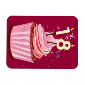 18誕生日 – ピンクカップケーキ マグネット (横)