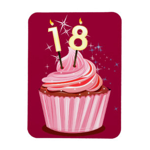 18誕生日 – ピンクカップケーキ マグネット