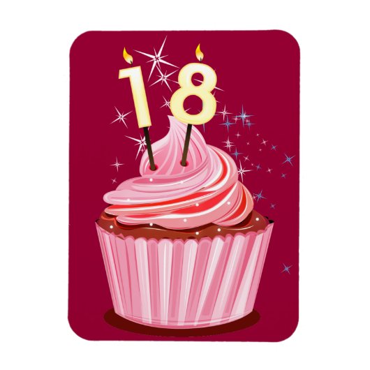 18誕生日 – ピンクカップケーキ マグネット (縦)