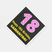 18誕生日：ピンクストライプのハートと18" +名前 スタンダードランチョンナプキン (角)