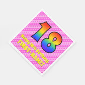 18誕生日:ピンクストライプのハート、レインボー# 18 スタンダードランチョンナプキン (角)