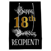 18誕生日～ファンシースクリプト；フェイク金ゴールド検索；名前 ミディアムペーパーバッグ (裏面)