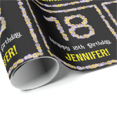 18誕生日:フローラ花数名前をカスタムする ラッピングペーパー (ロールコーナー)