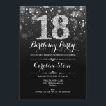 18誕生日 – ブラックシルバー 招待状<br><div class="desc">18誕生日招待状。エレガント白黒銀フェイクグリッターデザイン。大人の誕生日。ダイヤモンドとスクリプトフォントを特徴とする男性または女性の日招待状。誕生日パーティスタイリッシュに最適。メッセージもしの詳細なカスタマイズが必要。</div>