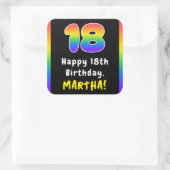 18誕生日:レインボースペクトル# 18、名前をカスタムする スクエアシール (バッグ)