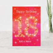 18誕生日 – 年齢18の星 – 濃い赤 カード (正面)