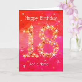 18誕生日 – 年齢18の星 – 濃い赤 カード