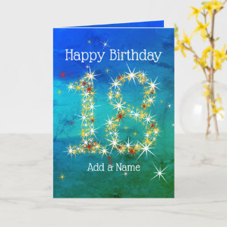 18誕生日 – 星の数 – 青い緑 – 年齢18 カード