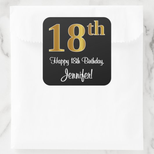 18誕生日 – 豪華エレガントなフェイク金ゴールドルック# スクエアシール (バッグ)