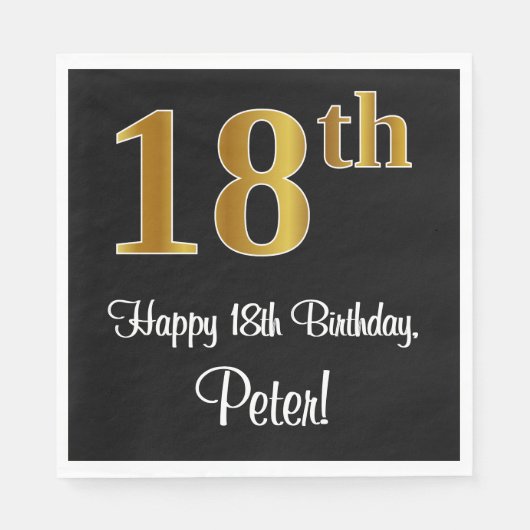 18誕生日~豪華エレガントなフェイク金ゴールドルック# スタンダードランチョンナプキン (正面)