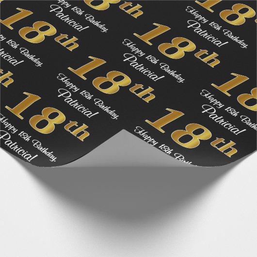 18誕生日:豪華エレガントなフェイク金ゴールドルック# ラッピングペーパー (角)