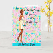 18誕生日withパステルデイジー&ガール カード (黄色い花)