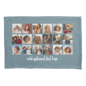 18青の白い文字とコラージュ 枕カバー (正面)