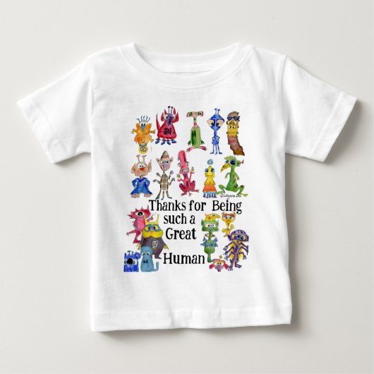 18面白いキャラクターエイリアンの感謝 ベビーTシャツ (正面)