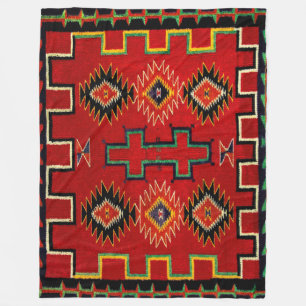 1800のNAVAJOインディアン馬サドル毛布の再印刷 フリースブランケット