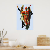 1800年フランスのプリント頃の3人 ポスター (キッチン)