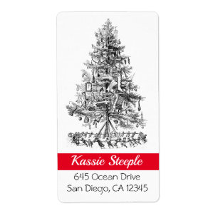 1800年代のアートキッズがクリスマスツリーを歌のまわりにう ラベル