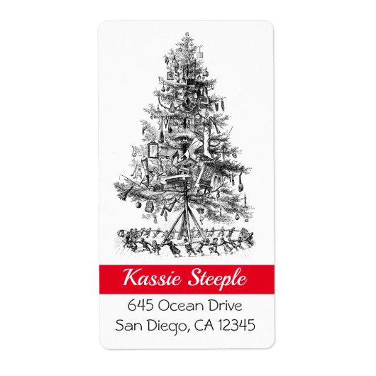 1800年代のアートキッズがクリスマスツリーを歌のまわりにう ラベル (正面)