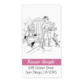 1800年代のアートボーイが人形で女の子をからかう ラベル (正面)