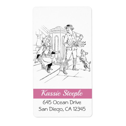 1800年代のアートボーイが人形で女の子をからかう ラベル (正面)