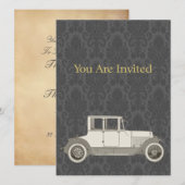 1800年代のヴィンテージカーイラスト 招待状 (正面/裏面)