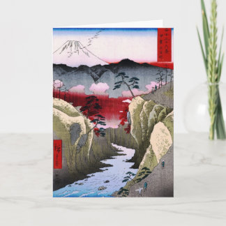 1800年代の日本の富士山と鳥 カード