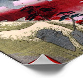 1800年代の日本の富士山と鳥 ポスター (角)