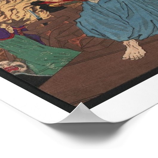 1800年代の武芸と戦う織田信長日本の ポスター (角)