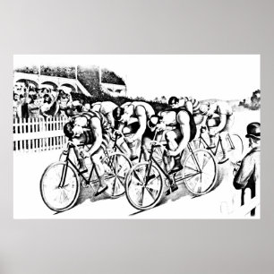 1800年代の自転車レースアートイラストレーション ポスター
