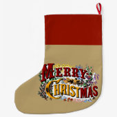 1800年代ヴィンテージメリークリスマス | カラフル ラージクリスマスストッキング (裏面)