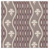 1800年代半ばの波状ストライプ、グレーとブルゴーニュ ファブリック (クローズアップ)