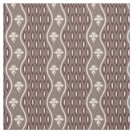 1800年代半ばの波状ストライプ、グレーとブルゴーニュ ファブリック