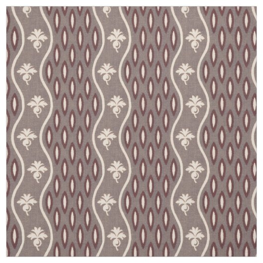 1800年代半ばの波状ストライプ、グレーとブルゴーニュ ファブリック (見本)