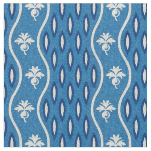 1800年代半ば波ストライプ状の青 ファブリック (クローズアップ)