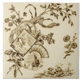 1800年代後半のアジア美意識セピアビクトリアン タイル (正面)